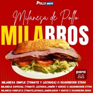 SANDWICH DE MILANESA DE POLLO SIMPLE (CON UNA GUARNICION)